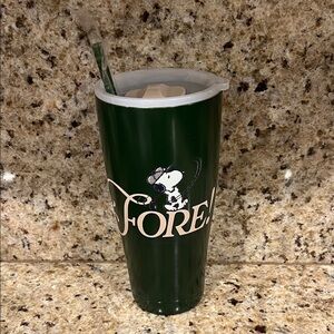 Peanuts Snoopy “Fore” Golf Dark Green Tumbler with Straw